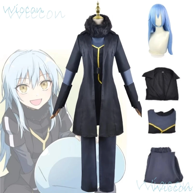 Anime Rimuru Tempest Cosplay That Time I Got Reincarnated As a Slime Costume Halloween Uniform Trench Wig Mask Set