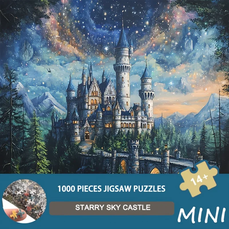 Mini Size 1000pcs Puzzle Starry Sky Castle Paper Jigsaw Puzzle for Fantasy Lovers 38x38cm Micro 1000pcs Puzzle