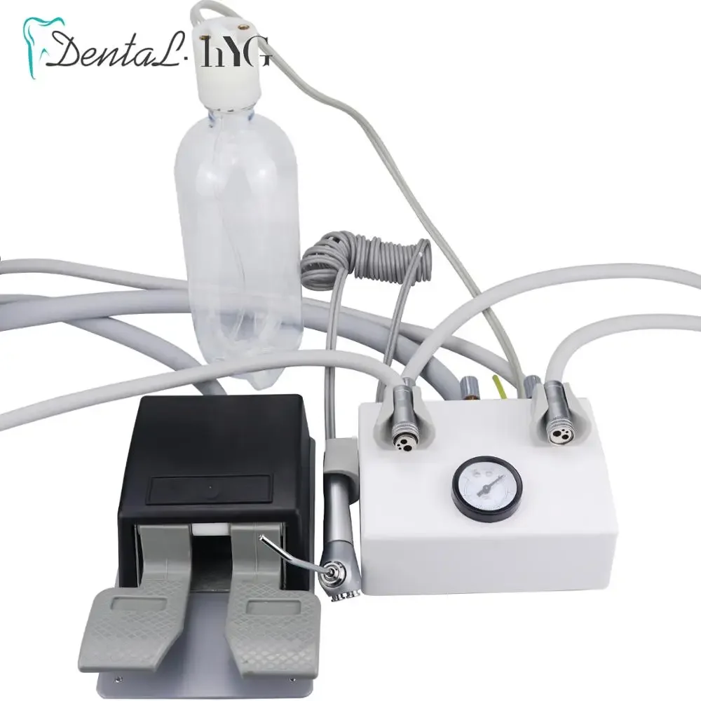 Dental Portable Turbine Unit Metal 4-Holes or 2-Holes 3 Way Syringe Dental Lab Equipment Tools Work With 2 Pcs Handpiece Tube