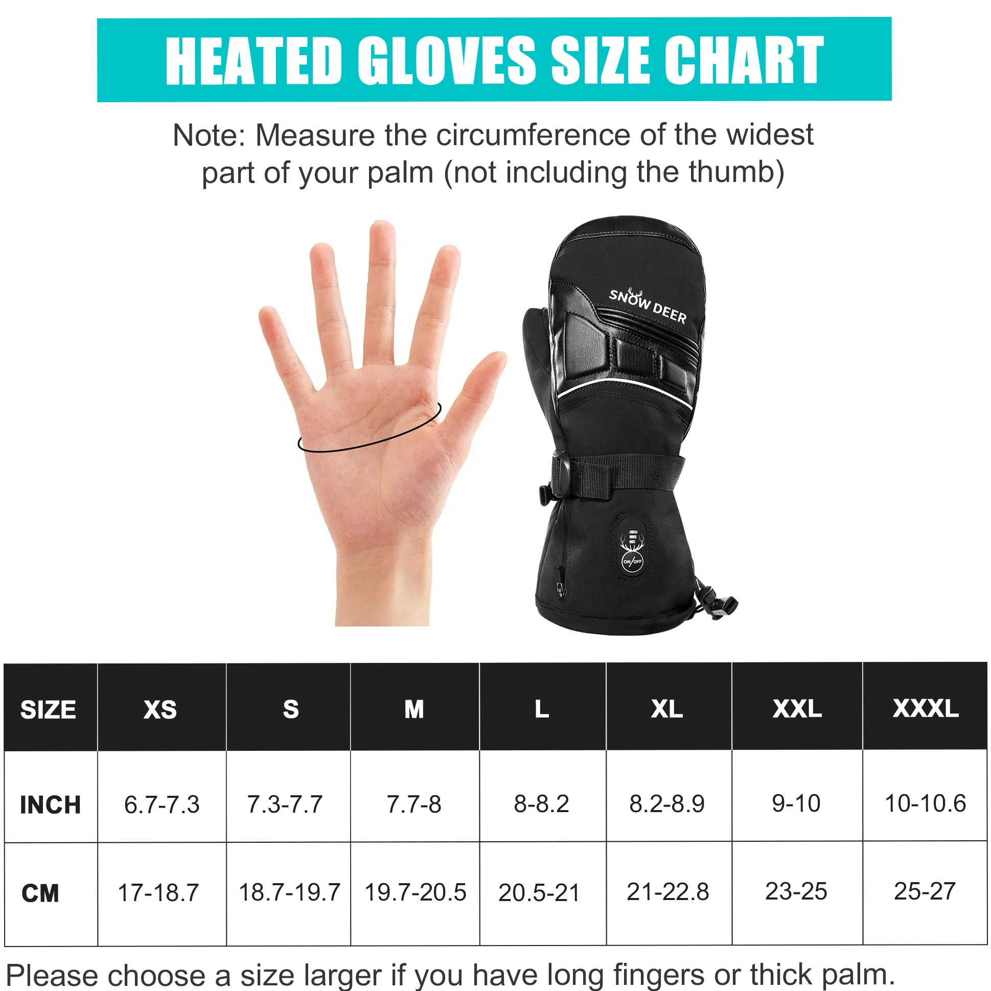 SNOW DEER Electric Heated Skiing Gloves Rechargeable Leather Heating Glove With Battery Winter Mittens For Women Man Snowboard