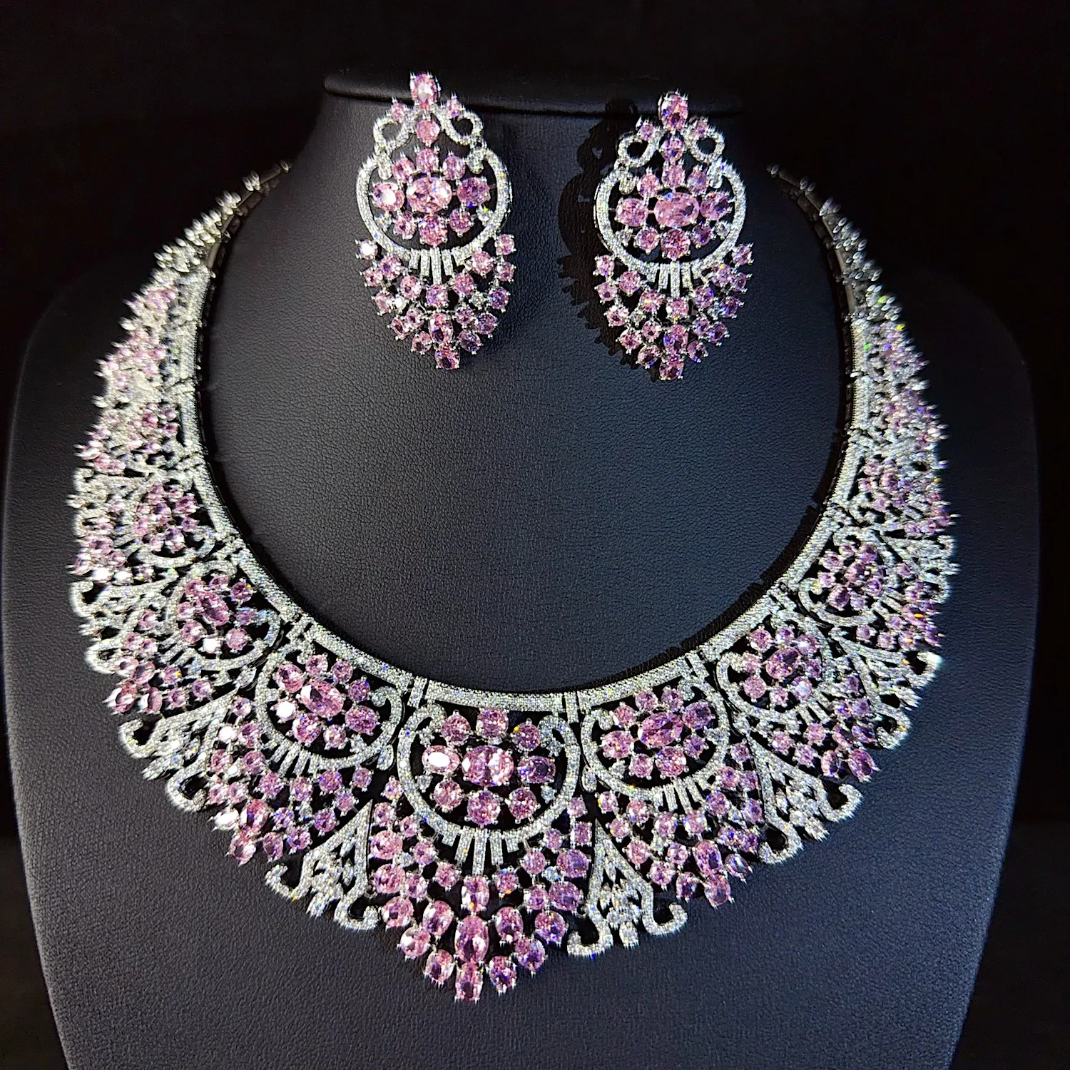 Summer 2026 High-End Women's Zircon Pendant Jewelry Set Light Luxury Evening Earrings And Necklace Wedding Accessory