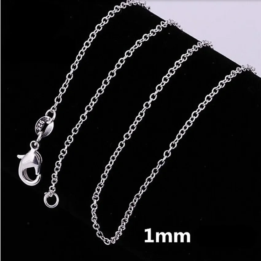 10PCS 925 Sterling Silver 1MM Rope Circle Chain Necklace for Women 45-60CM Fashion Party Wedding Jewelry Christmas Gifts