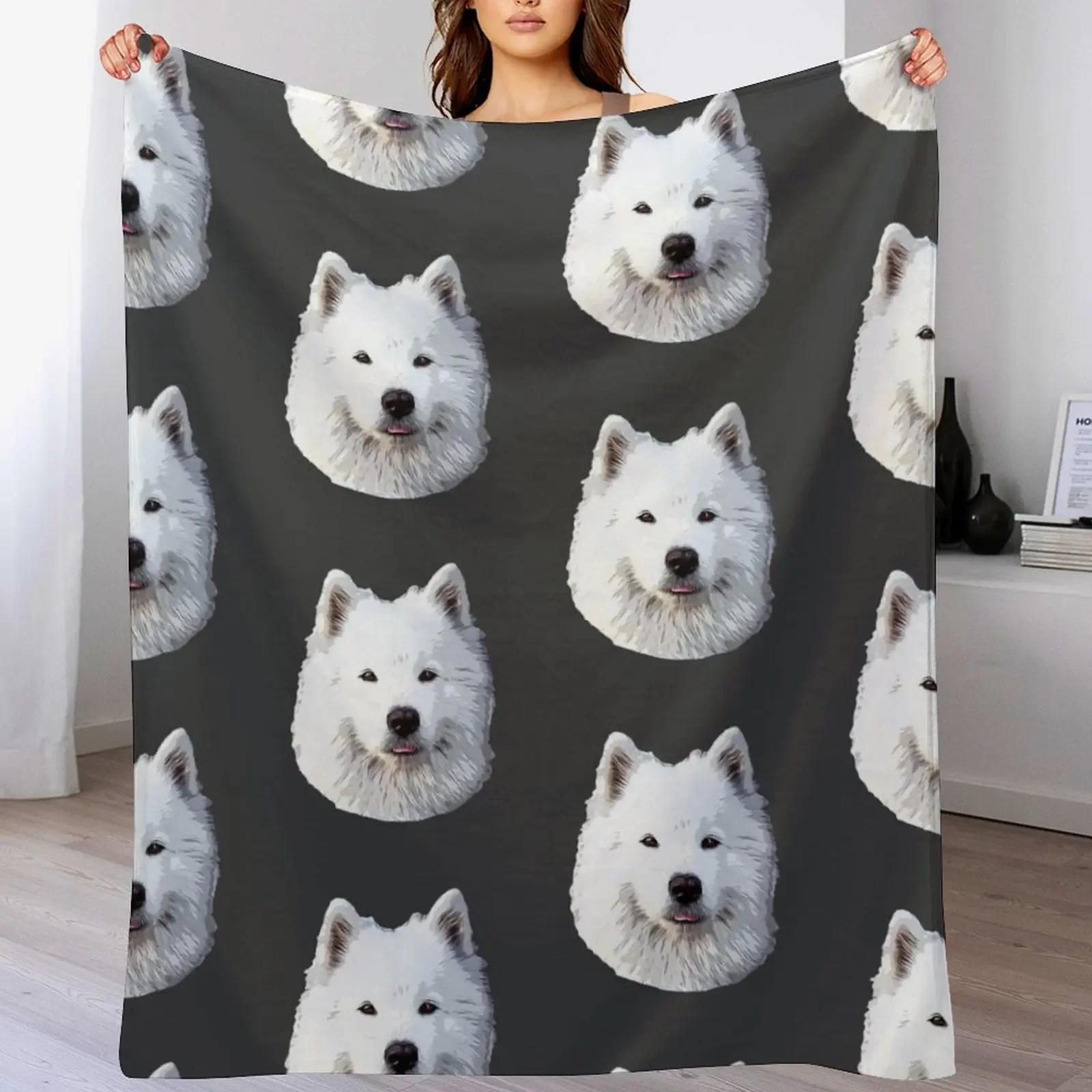 

Samoyed- Stunning Dog! Throw Blanket Comforter Beach Tourist Luxury Blankets