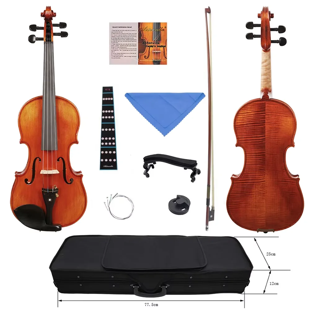 

4/4 Violin High Quality Musical Instrument Spruce W-+ood Acoustic Fiddle With Case Bow Shoulder Rest Cloth Strings Accessory Set