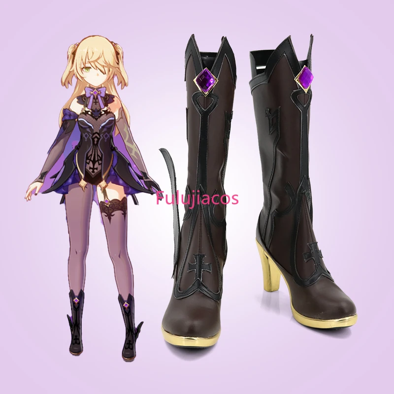 

Fulujiacos Genshin Impact Fischl Cosplay Shoes Boots Halloween Party Game Cosplay Shoes Prop