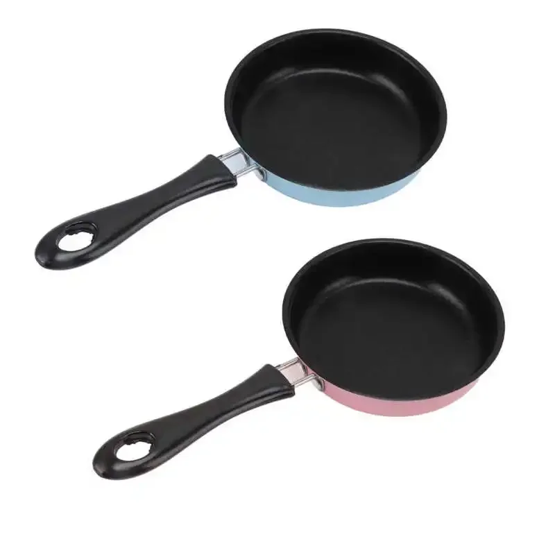 Mini Frying Pan Stainless Steel Prevent Stick Induction Pot Round Breakfast Small Fry Egg Pan with Long Handle 12cm Mini Egg Pan