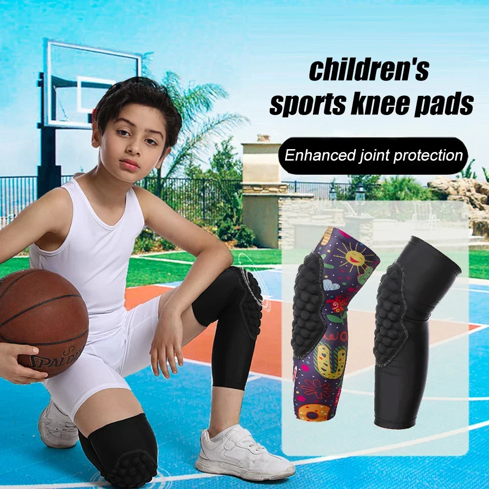 1 Paar Jeugd Kinderen Sport Anti-Collision Knie Pads Elastische Ademend Knee Support Voor Fietsen Basketbal Voetbal Skateboard