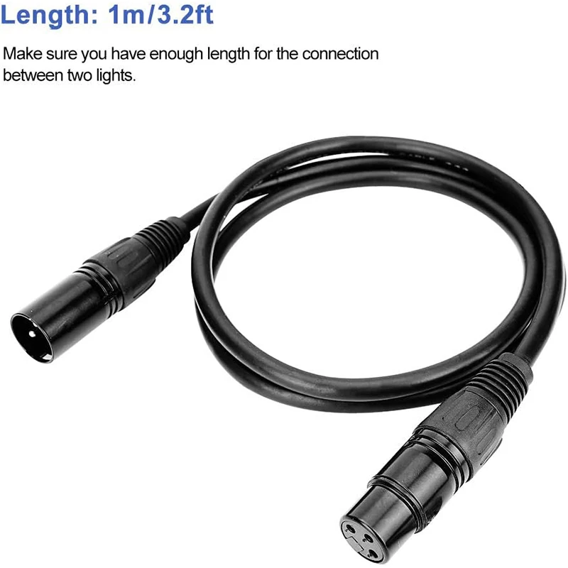 10Pcs/lot 1M Length 3-PIN DMX Cable DJ Stage Lights DMX Metal Shielded Signal Line Used For LED Par Moving Heads Smoke Machine