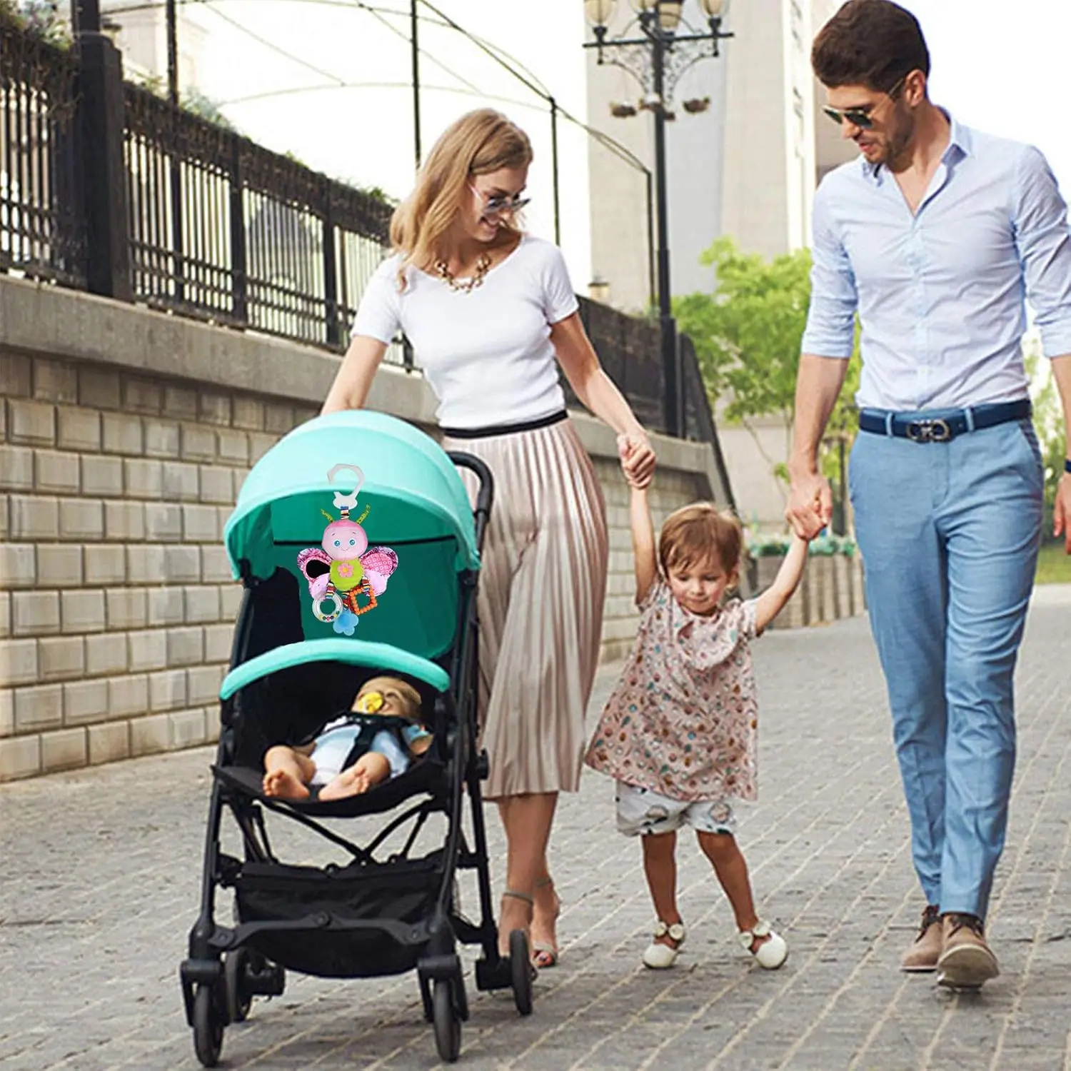 0～6ヶ月の赤ちゃん用ベビーカーおもちゃ、クリップ式チャイルドシート/ベビーカー用ぶら下げガラガラ、新生児の女の子と男の子のための感覚玩具