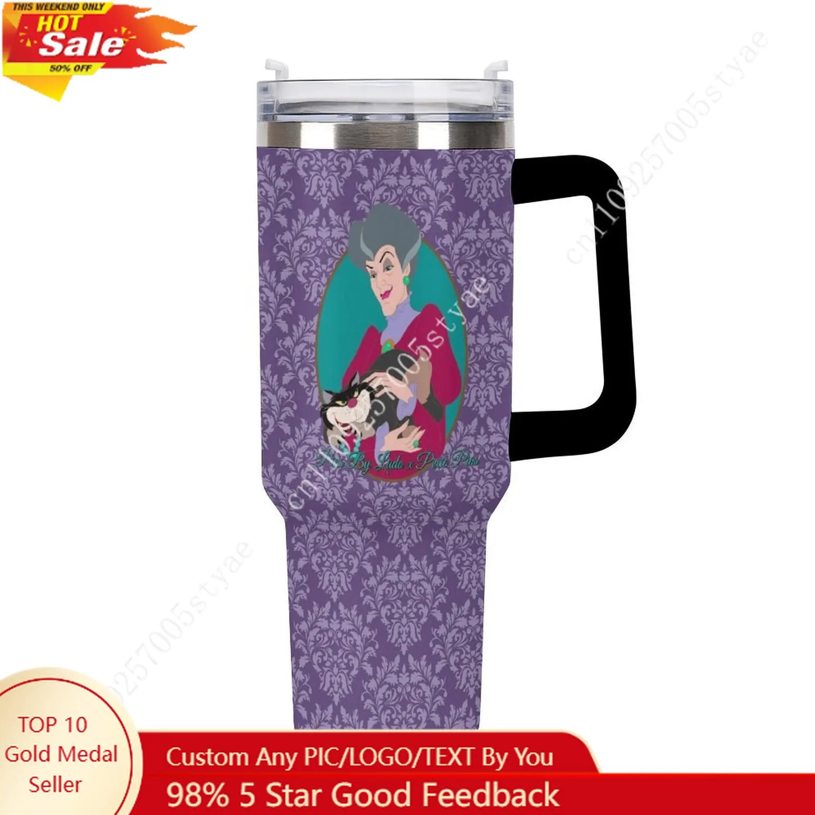 

Lady Tremaine Insulated Water Bottle Disney Cartoon Custom Design Your Personal Text Images Car Cup Travel Water Bottle 40 Oz