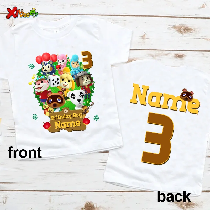 Animel Crossing Shirt Birthday Boy T Shirt Party Outfits for Kids Custom Name Shirts Baby Girl Clothes1st 2nd 3rd Clothing Shirt