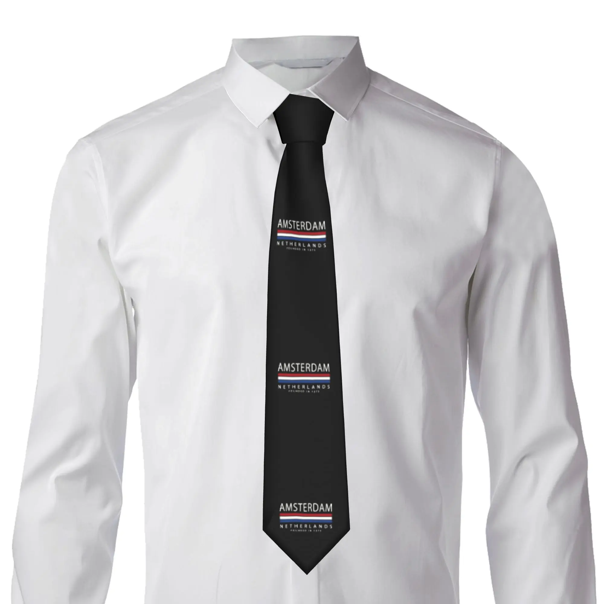 Classic Amsterdam History Netherlands Flag Ties for Wedding Men Patriotic Neckties