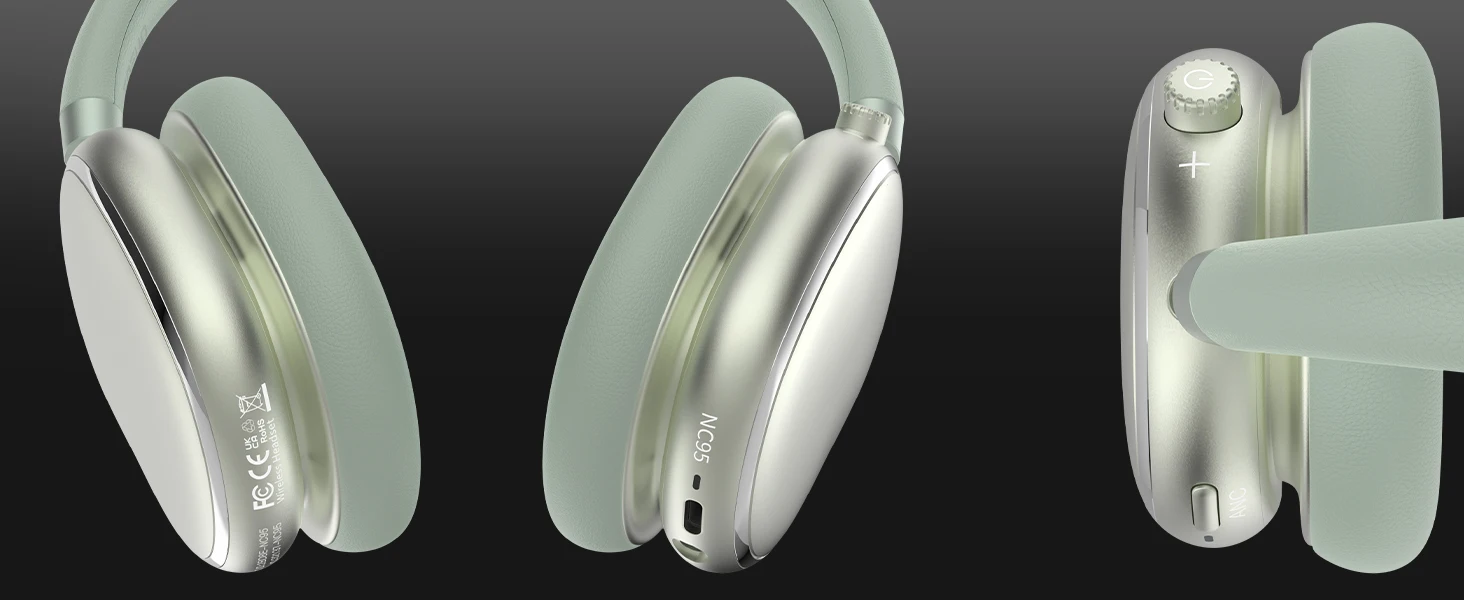 Hybride Kopfhörer mit aktiver Geräuschunterdrückung und Knopfsteuerung, 65 Stunden Spielzeit, Over-Ear-Kopfhörer, kabelloses Bluetooth 6.0, hochauflösendes Audio – Detail 23