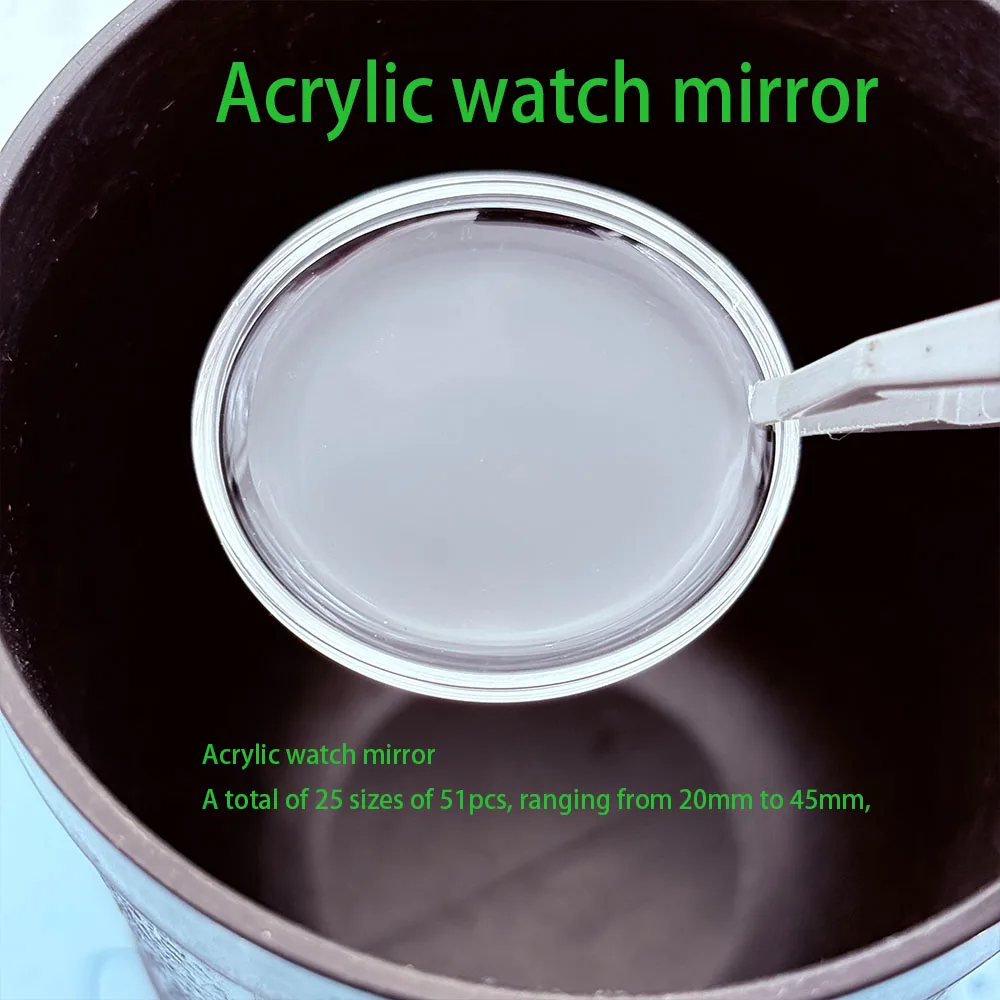 

51pcs watch mirror acrylic pot cover high-quality watch face mask transparent surface fat face mirror 20mm-45mm