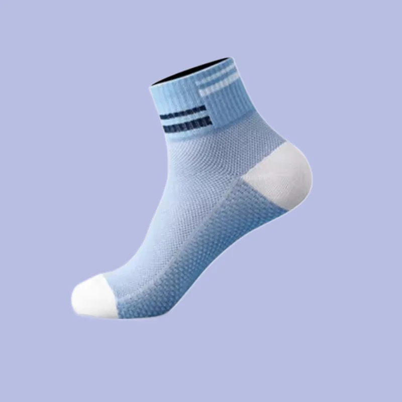 5/10 Pairs High Quality Deodorant Sweat-Absorbing Summer Thin Mesh Breathable Solid Color Cotton Men's Short Sports Socks