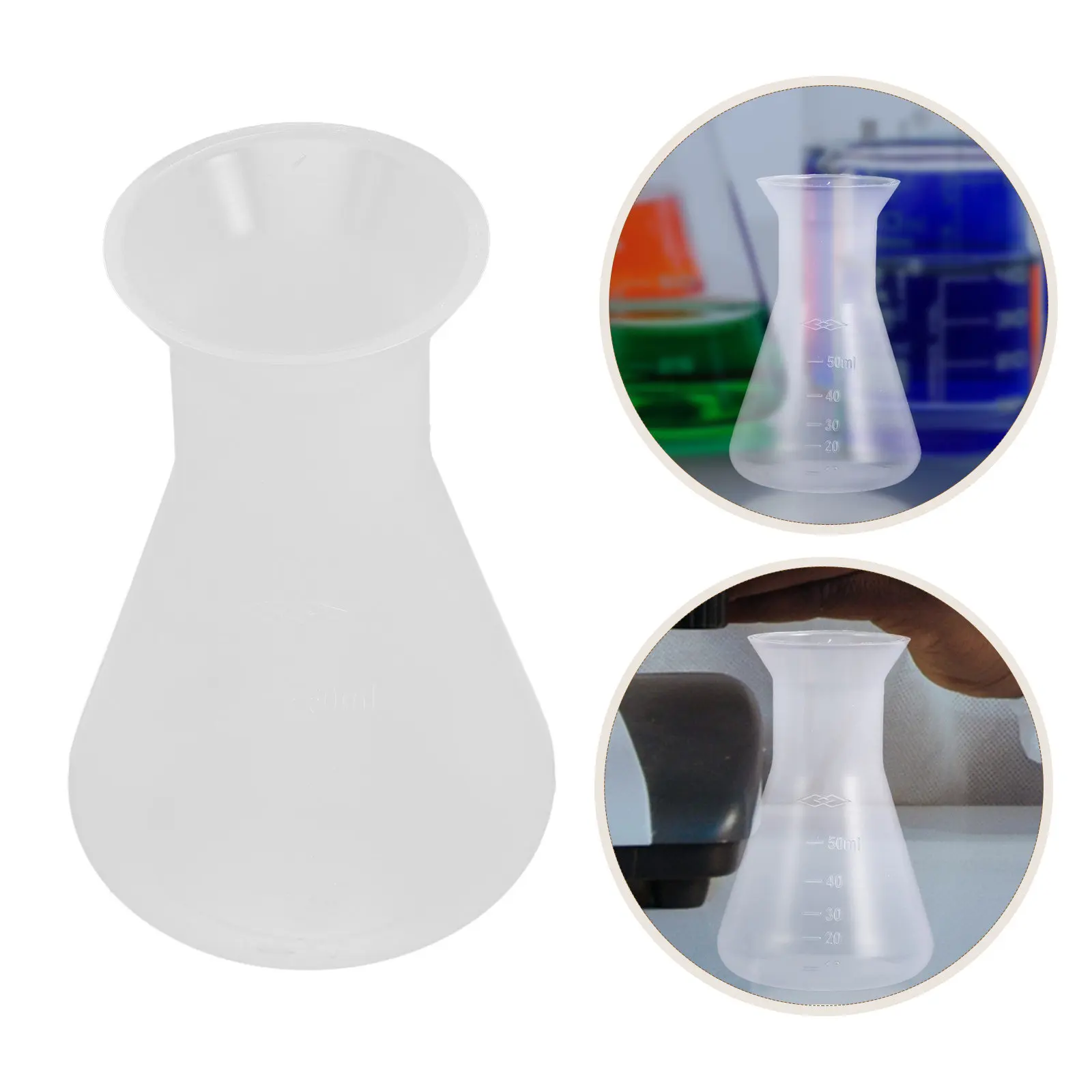 

10Pcs Experiment Flask Plastic Erlenmeyer Flask Wide Mouth No Smell No Harm Stable Material for Students Laboratory Supply
