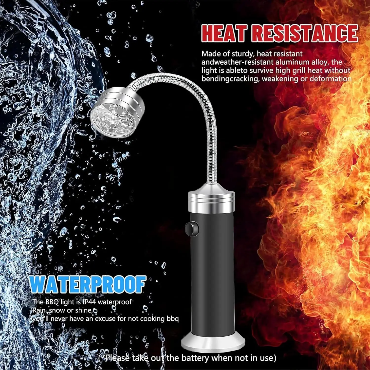 Portable Magnetic Work Lamp Barbecue Camping Light 360° Adjustable Lamp Head Auto Repair Lights Powerful Flashlight Emergency