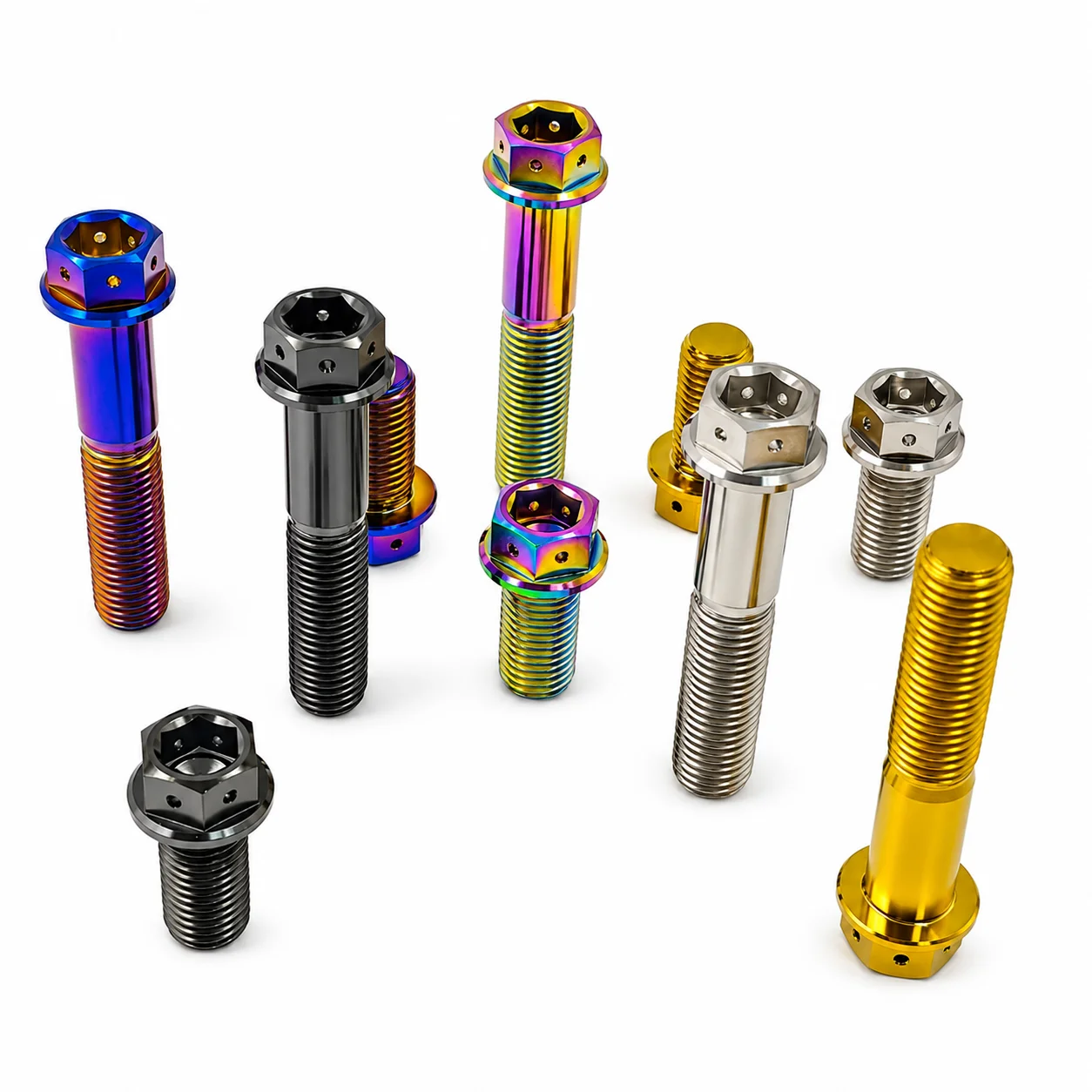 Titanium Flange Hex Bolt Assorted CNC Drilled Head Motorcycle Engine Body Frame Upgrade Screw