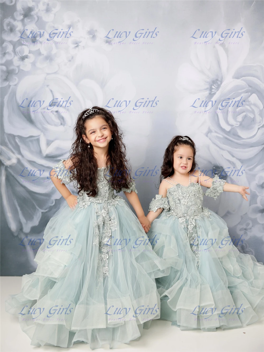 Luxurious Green Flower Girl Dress Off Shoulder Tulle Fluffy Quality Applique For Princess Wedding Birthday Party Ball Gowns