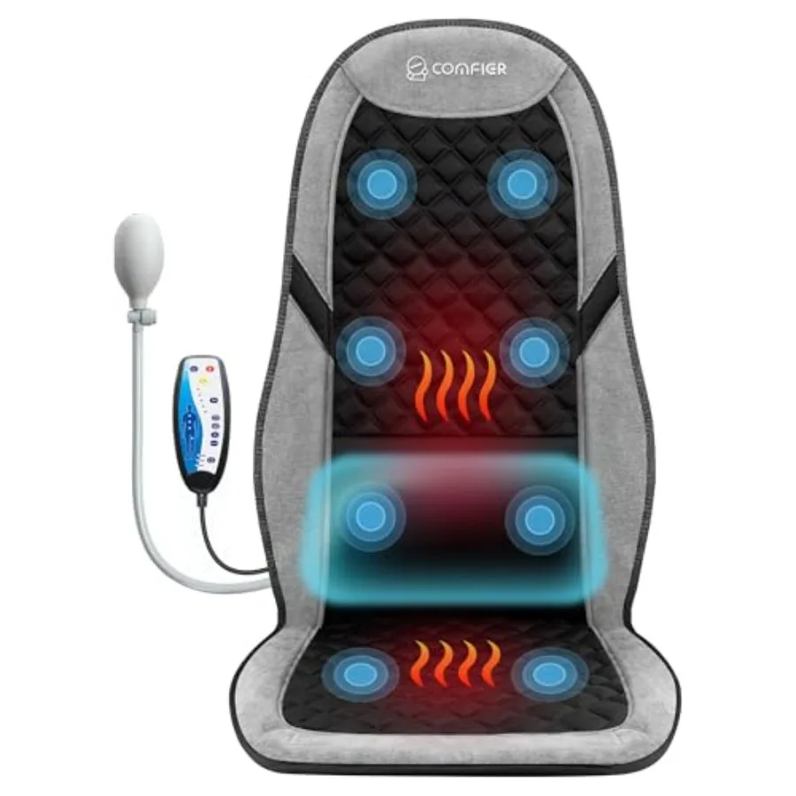 

Back Massager with Heat for Recliner Chair Pad Adjustable Lumbar Support Massage Seat Cushion in Black Pain Relief Therapy Gift