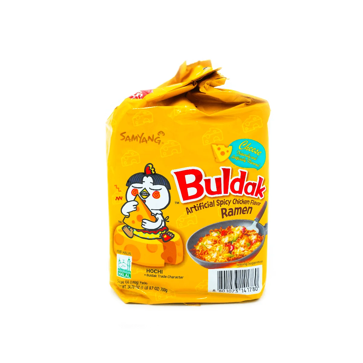 [3 paquetes de 15 piezas] fideos coreanos Buldak, sabor a Ramen frito y pollo caliente con queso, 4,93 oz * 5 piezas * 3 paquetes