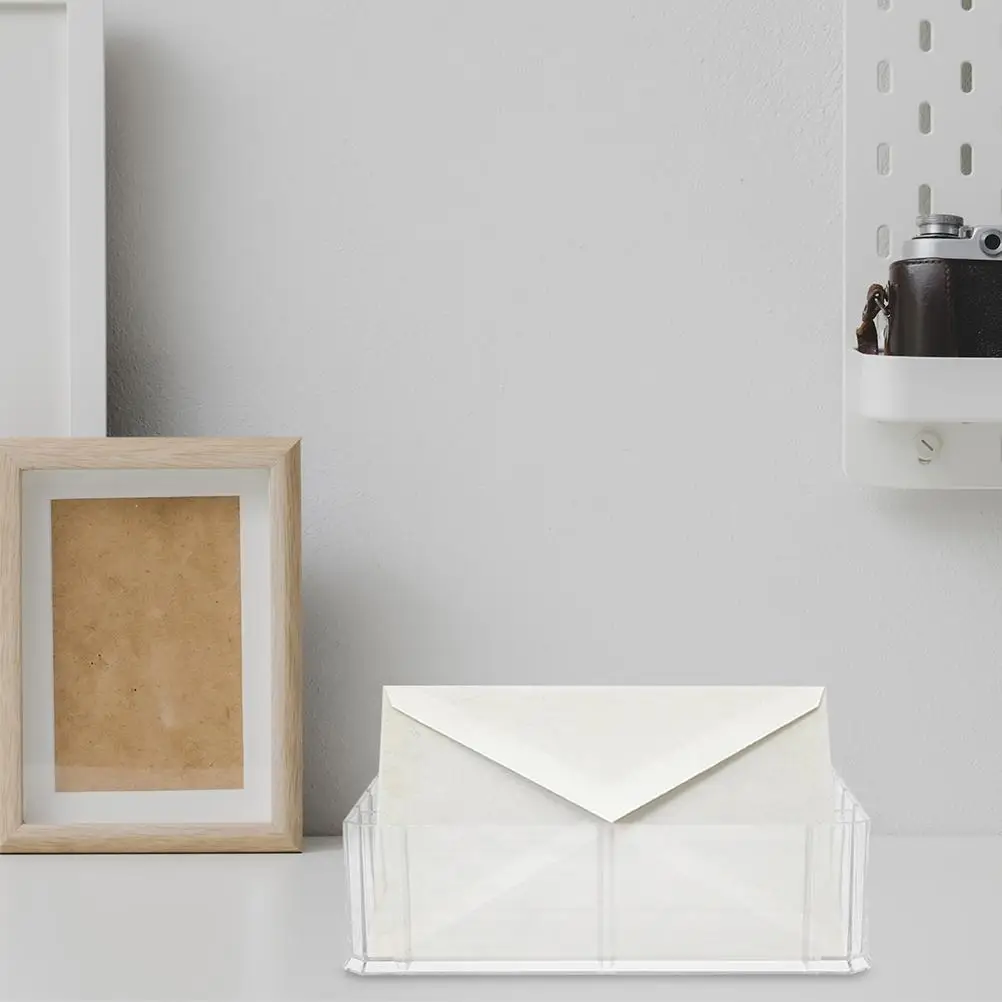 2Pcs Acrylic Storage Box Multi-Grid Storage Box Transparent MultiGrid Currency Organizer for Bills Envelopes Desk Classroom