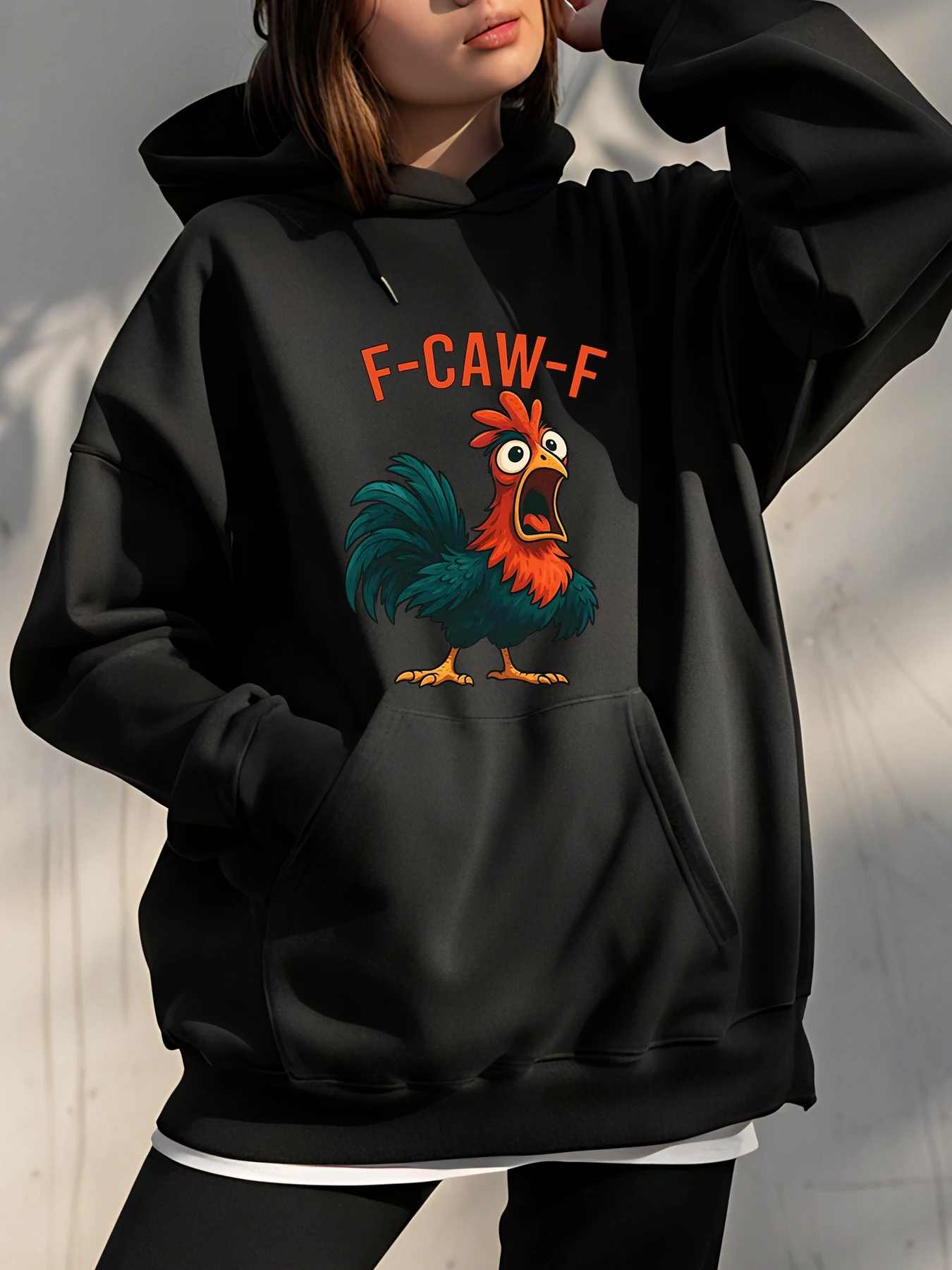 

Толстовка с принтом петуха F Caw F, унисекс, повседневная уличная толстовка для мужчин и женщин
