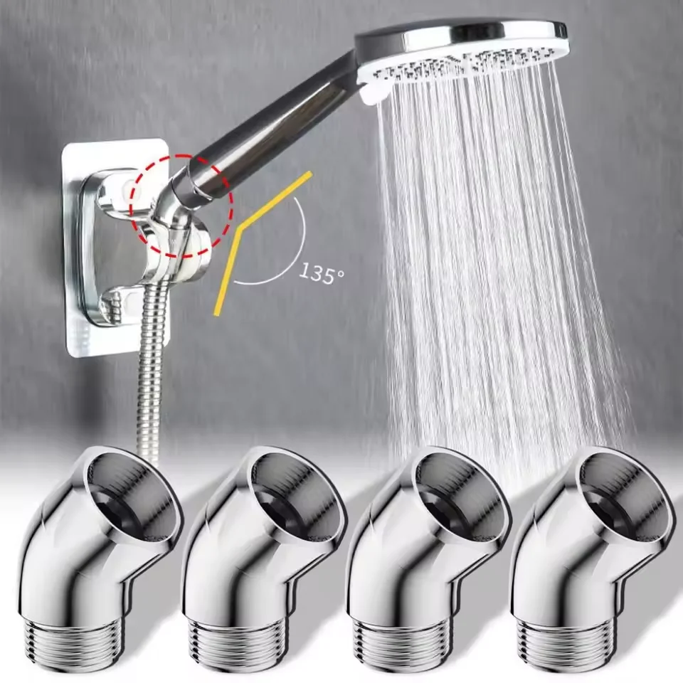135 Degree Shower Head Elbow Adapter G1/2 Universal Angle Adjuster Connector Bathroom Hand Shower Head Extension Elbow Fitting