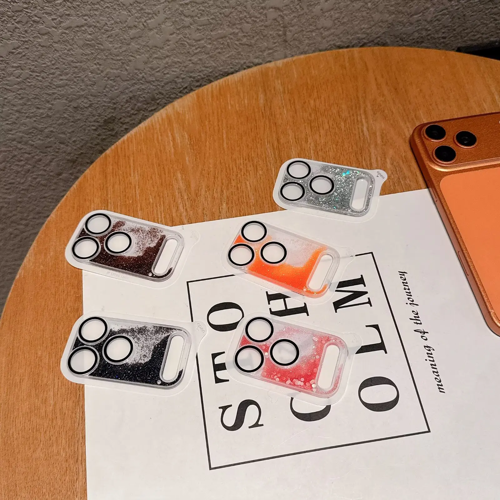 

Liquid Quicksand Camera Lens Protector for 17 Pro Max HD Clear Tempered Glass Cover Camera Cap Flow Glitter Case