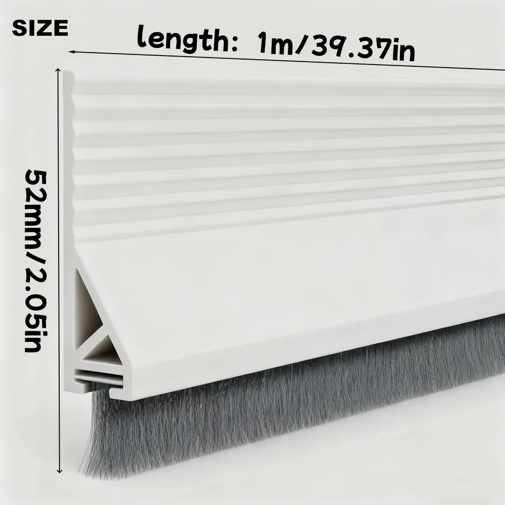 1PC Door Sweeps Screen Door Bottom Sweep with Brush | Adhesive Under Door Sweep for Exterior Interior, Door Gap Filler Bottom