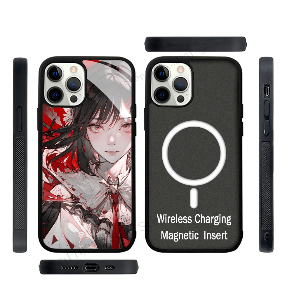 Чехол для телефона с изображением аниме «Человек с бензопилой» Higashiyama Kobeni, сильный магнитный чехол для iPhone 15, 14, 13, Pro Max 11, 12, Mini Alex Mirror для Magsafe