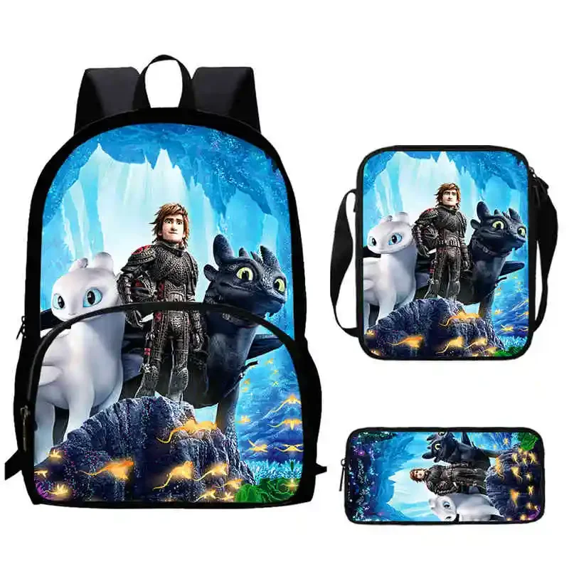 

Cartoon How to T-Train Your D-Dragon Child Backpack with Front Pocket,Shoulder Bag,Pencil Bag for Aged 5-10 Boy Girl,Best Gift