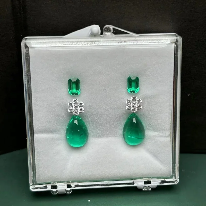 RUIF Hydrothermal 6.95ct Lab Grown Emerald With D vvs1 Moissanite Set Loose Gemstone For Jewelry Earrings or Pendant Making