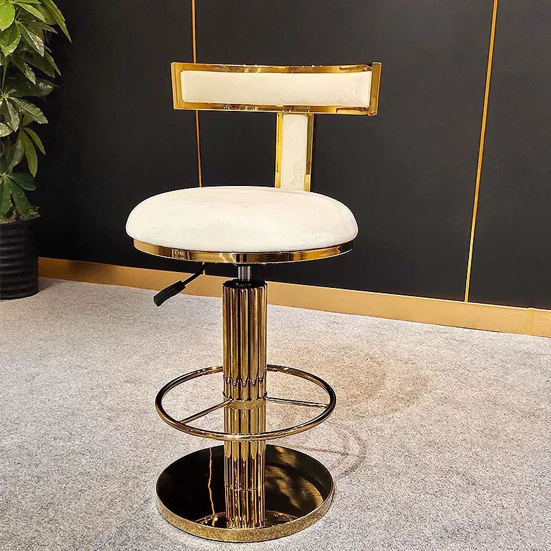 Internet celebrity light luxury stainless steel bar chair lift creative rotating bar chair designer