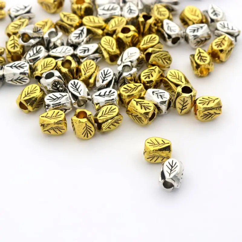 100pcs Mixed Tibetan Silver Gold Color Flower Leaf Metal Loose Spacer Bead For Jewelry Making Diy Bracelet Accessories Wholesale