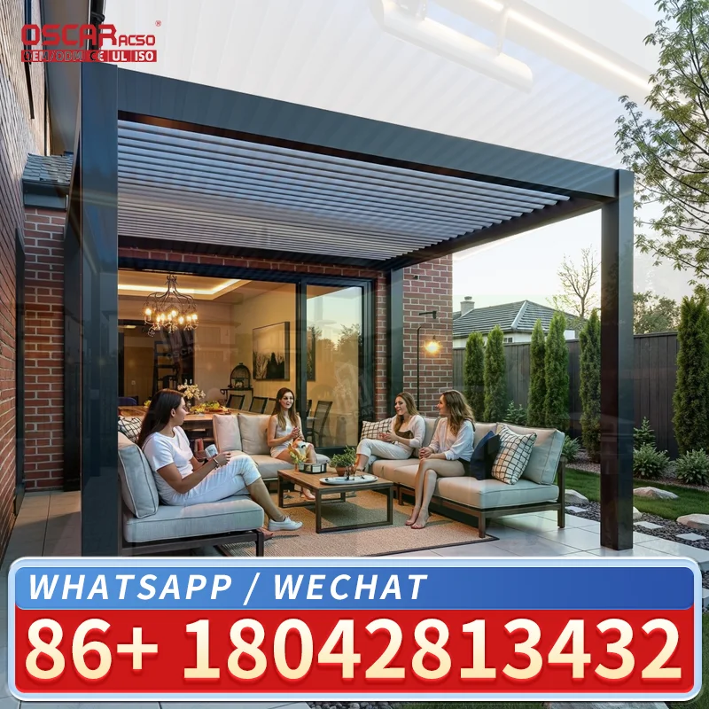 Motorized Louvred Roof Aluminium Pergola Luxury Bioclimatic Outdoor Garden Gazebo for US Backyards Patios Decks pergola