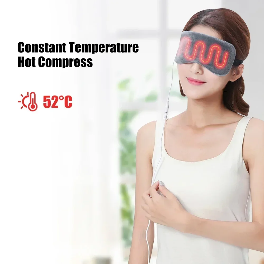 USB Heating Eye Mask for Dry Eye,  Sleep Mask Heated Hot Steam Eyes Cover Sleeping Heating Pad Temperature Control Blindfold