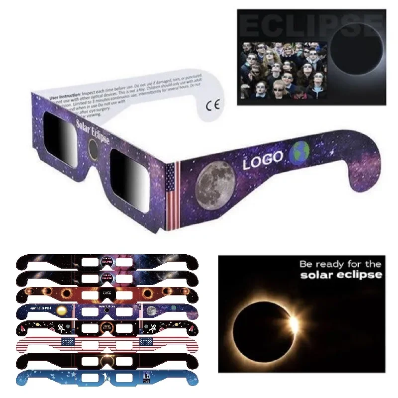 Paquete de 5 gafas Premium Eclipse, gafas solares 2024 aprobadas por AAS, certificación CE y ISO, película HD, imagen solar nítida