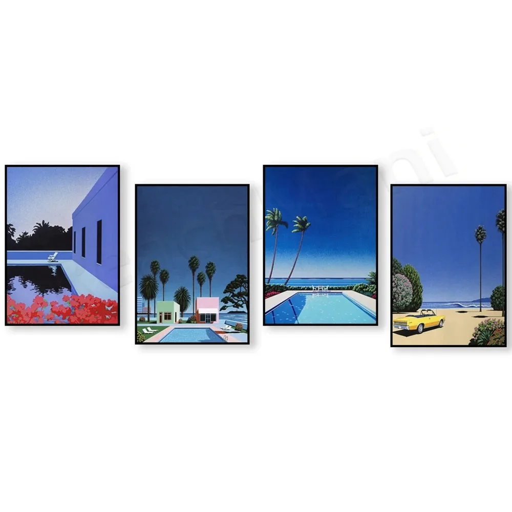 Hiroshi Nagai Prints - Shadows of Palm Grove, Pacific Breeze, Longing for Summer Art Print Landscape Poster