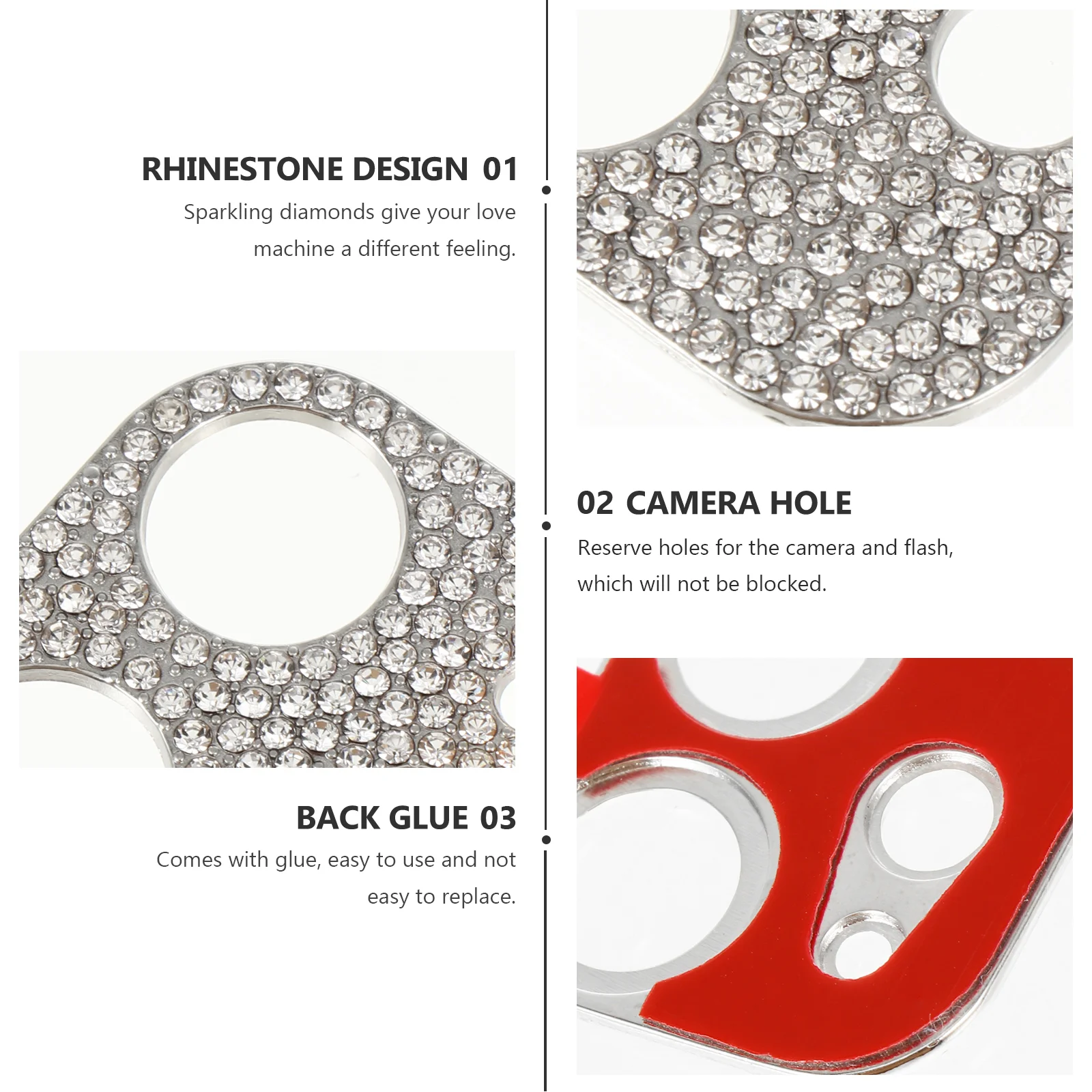 Diamond Camera Decoration Cell Phone Screen Protector Flash Lens Film 12 Protectors