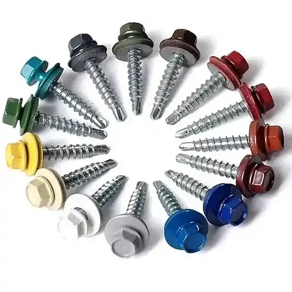 Best selling top grade colored hex head self drilling screws with EPDM washer from China screw manufacturer