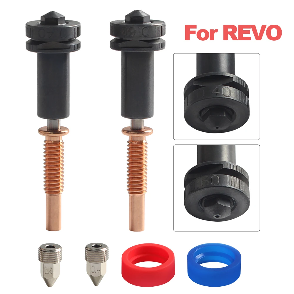 Upgraded High Flow 0.6/0.4mm Nozzles Hardened Steel/Copper/Titanium /TC4 Material Nnozzle/HeatBreak in One Unit For REVO Hotends