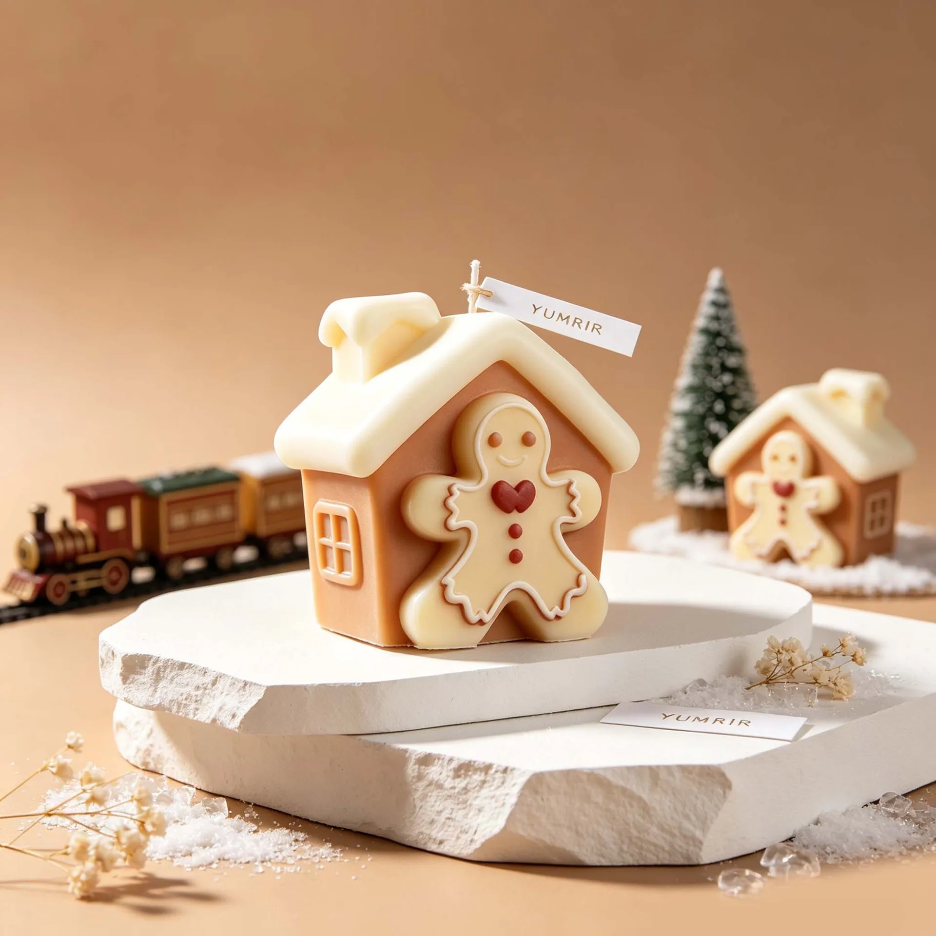Christmas Gingerbread House Silicone Mold Easy Demold DIY Aroma Candle Epoxy Resin Plaster Winter Holiday Table Ornament Mould view 2