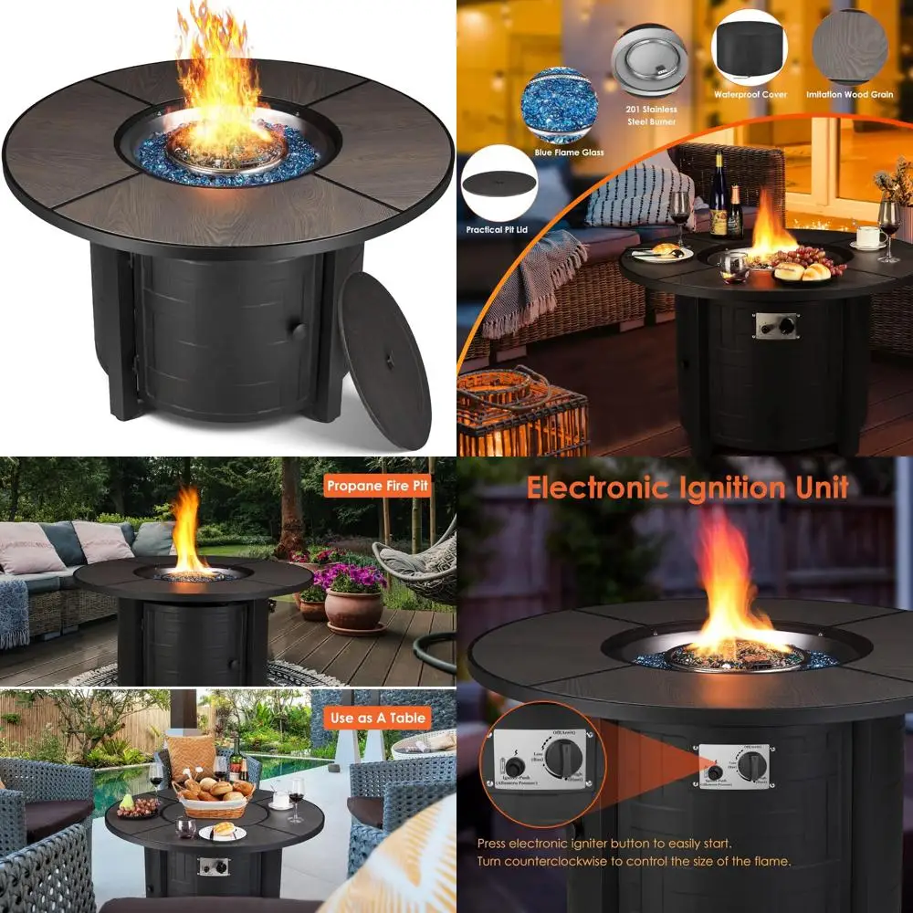 

42-дюймовый уличный стол для костра на пропане с автоматическим зажиганием емкостью 50 000 БТЕ и водонепроницаемым чехлом для использования на патио