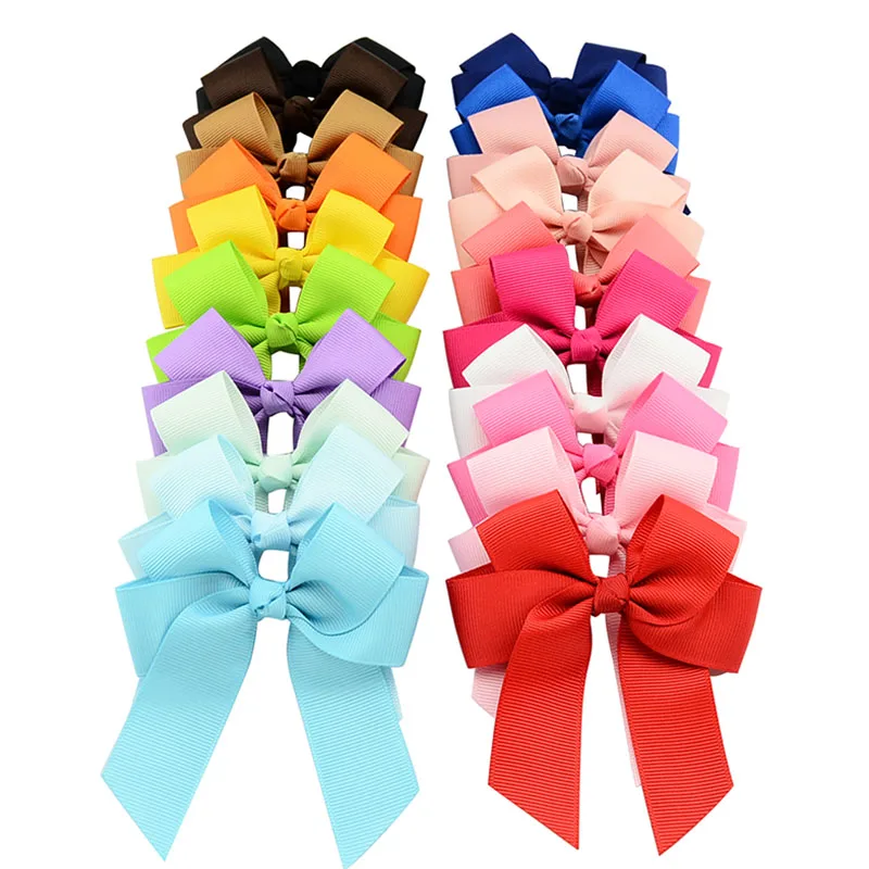 2pcs 3.6\'\' Solid Color Bowknot Hair Clips for Cute Girl Classic Cheer Bow Hairpins Barrettes Headwear Kids Hair Accessories Gift