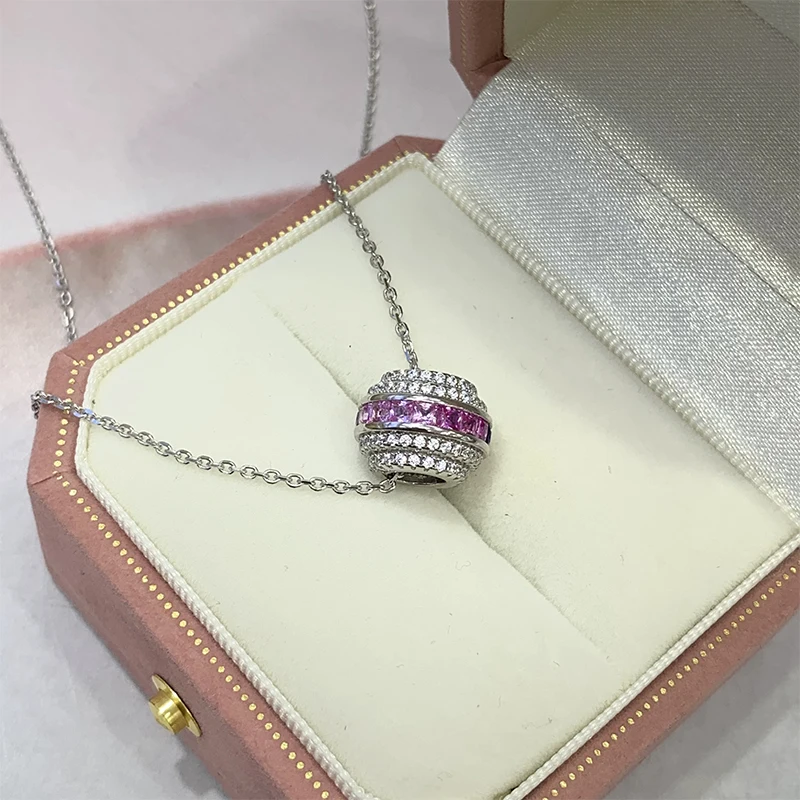 KEEP YES 2*2mm Princess Cut Sythemtic Lab Grown Gemstones Pendant Necklace for Women 925 Sterling Silver 18K Gold Plated Jewelry