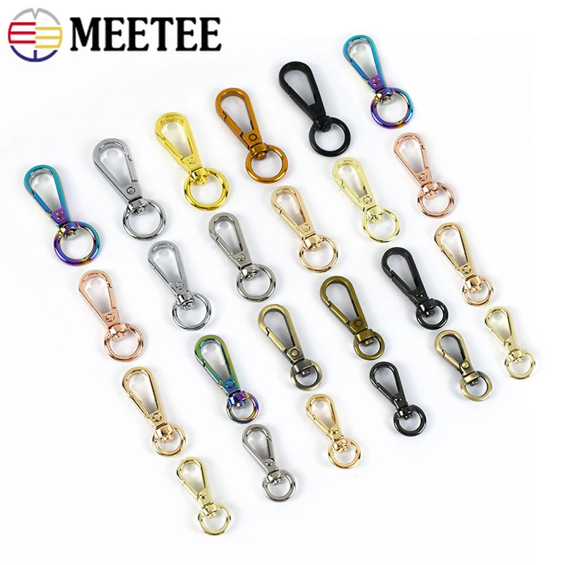 

100Pcs Meetee 8/10/13mm Swivel Lobster Clasp Metal Buckles for Bag Strap Dog Collar Webbing Hook Keychain Trigger Snap Buckle