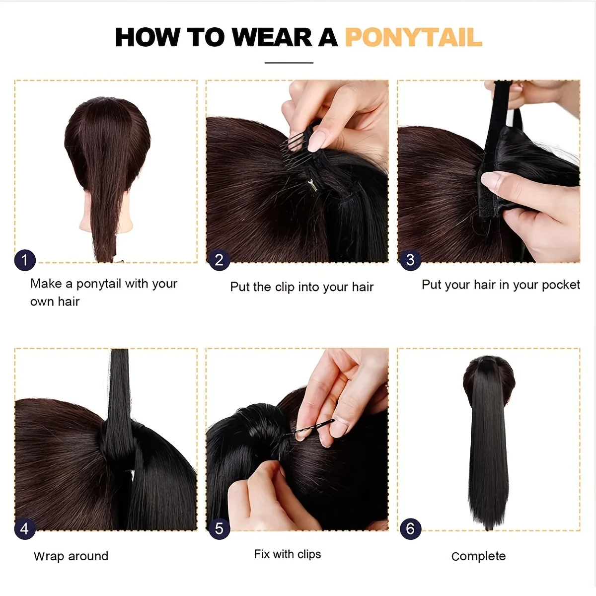 Synthetic Wrap Around Long Ponytail Extension for Women