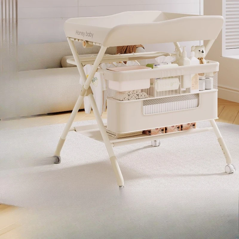 

Foldable Baby Changing Table - Mobile Newborn Care Station for Diaper Changes, Bathing Massage
