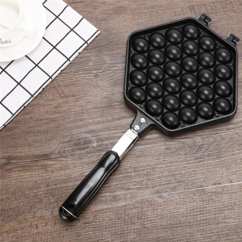 1 PZ Uovo Bolla Torta Teglia Stampo Eggettes Ferro Alluminio Hong Kong Waffle Pan Stampo Rivestimento Antiaderente Muffin FAI DA TE Piatto Nero